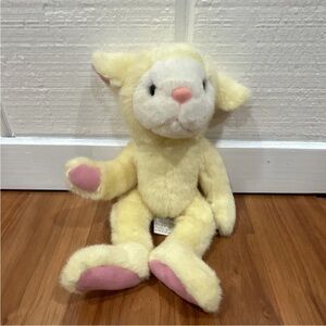 Chrisha Playful Plush 1988 Yellow Lamb Stuffed Animal Medium Size 10”